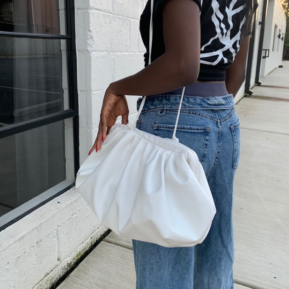 Slouchy White Clutch & Strap Bag